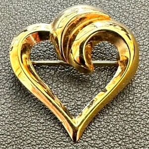 Vintage BEAU Sterling Silver gold color Heart Love Brooch
